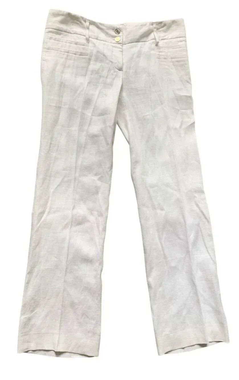 DOLCE & GABBANA ITALY White Linen Straight Leg Trouser PANTS sz 46 M